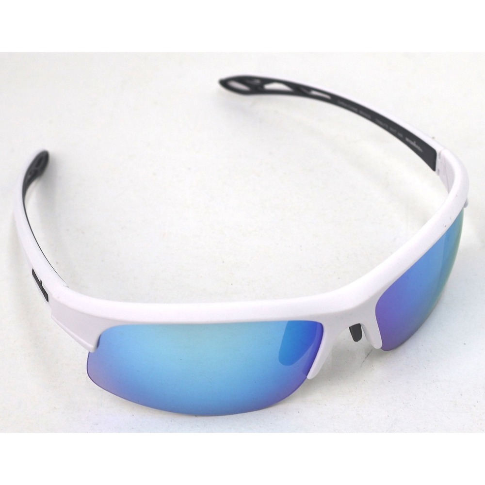 Ironman Tribute Sunglasses Mens OS White Excellent Blue Mirrored Wrap Sport